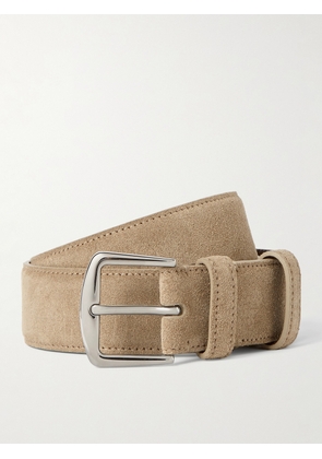 Loro Piana - 3.5cm Mushroom Suede Belt - Men - Neutrals - EU 70