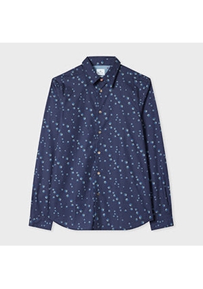 PS Paul Smith Tailored-Fit Navy 'Dice' Print Shirt Blue