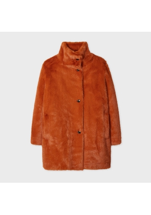PS Paul Smith Women's Rust Orange Faux Fur Coat Brown
