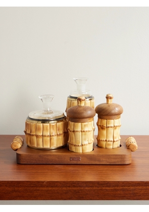 Lorenzi Milano - Brass, Bamboo and Iroko Cruet Set - Men - Brown