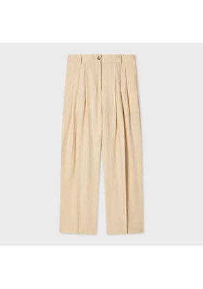 Paul Smith Women's Stone Pleated Linen Trousers White