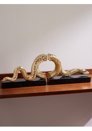 L'Objet - Set of Two Gold-Plated Marble Bookends - Men - Gold