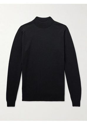 John Smedley - Slim-Fit Merino Wool Mock-Neck Sweater - Men - Black - S