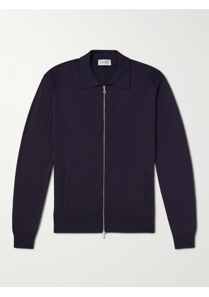 John Smedley - Alston Slim-Fit Merino Wool Zip-Up Cardigan - Men - Blue - S