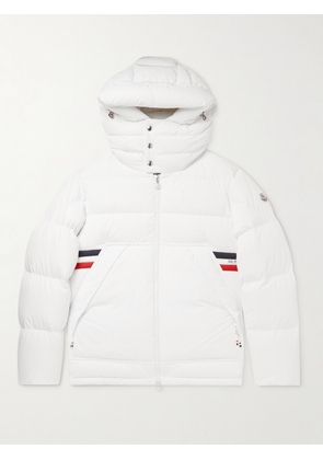 Moncler - Fleole Logo-Print Striped Quilted Shell Hooded Down Jacket - Men - Neutrals - 1