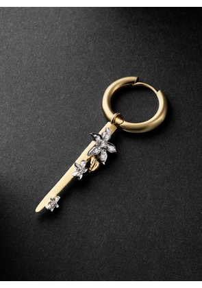 Foundrae - Small Thorn Gold Diamond Single Hoop Earring - Men - Gold