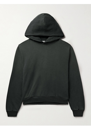 Acne Studios - Franziska Garment-Dyed Distressed Logo-Print Cotton-Blend Jersey Hoodie - Men - Blue - XS