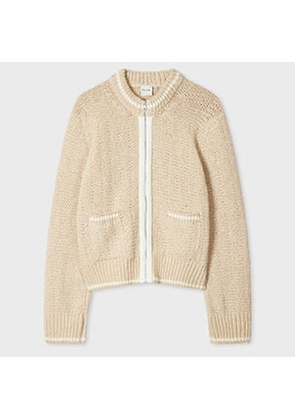 Paul Smith Women's Cream Textured Knit Zip Jacket Yellow