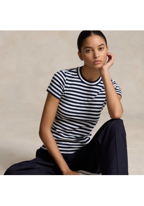 Striped Rib-Knit Cotton Crewneck T-Shirt