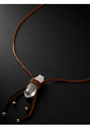 Jacquie Aiche - Gold, Quartz and Textured-Leather Necklace - Men - Brown