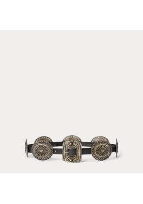 Metal-Accent Leather Belt