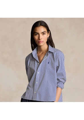 Cropped Boxy Striped Cotton Shirt