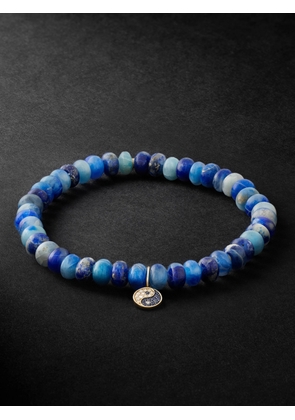 Sydney Evan - Small Yin Yang Rhodium-Plated Multi-Stone Beaded Bracelet - Men - Blue