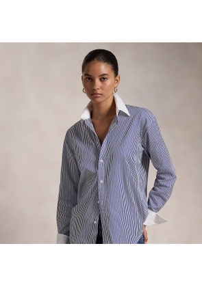 Extended-Cuff Striped Cotton Shirt