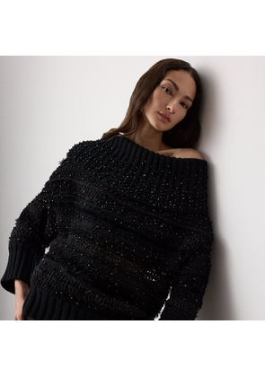 Embellished Off-the-Shoulder Jumper