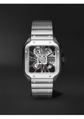 Cartier - Santos de Cartier Hand-Wound Skeleton 39.8mm Interchangeable Steel and Alligator Watch, Ref. No. WHSA0027 - Men - Gray