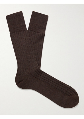 Falke - No 2 Ribbed Cashmere-Blend Socks - Men - Brown - EU 39-40