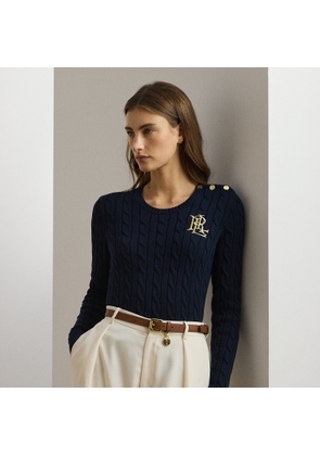 Petite - Button-Trim Cable-Knit Cotton Jumper