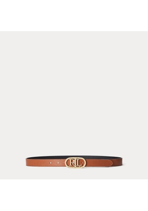 Oval-Logo Reversible Leather Skinny Belt
