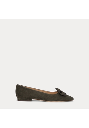 Londyn Bow-Trim Suede Ballet Flat