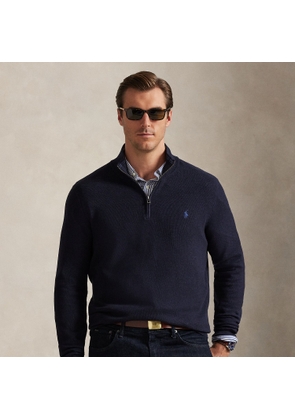 Big & Tall - Mesh-Knit Cotton Quarter-Zip Jumper