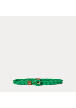 Leather-Trim Rope Toggle Skinny Belt