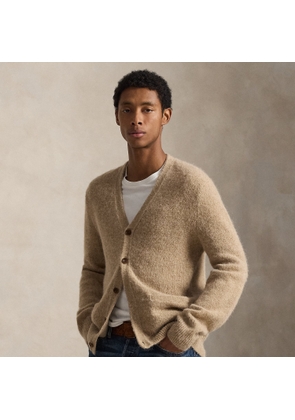 Suede-Patch Wool-Blend Cardigan