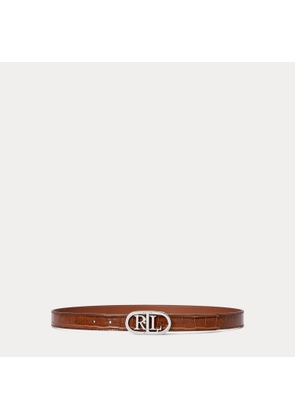 Logo Reversible Embossed Skinny Belt