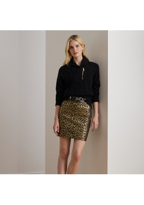 Metallic Ocelot Pencil Miniskirt