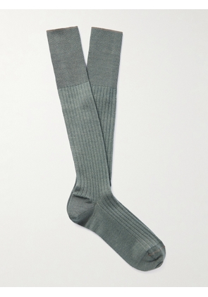 Loro Piana - Ribbed Cashmere and Silk-Blend Socks - Men - Green - M