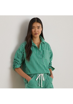 Striped Cotton Broadcloth Cropped Shirt