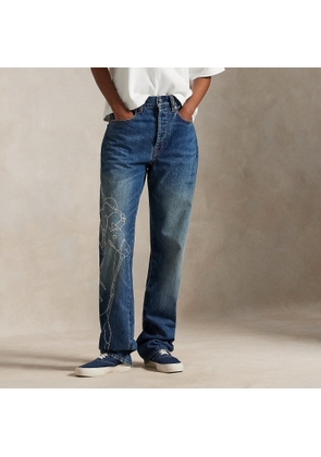 Embroidered Relaxed Straight Jeans