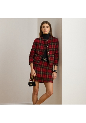 Plaid Mohair Pencil Miniskirt