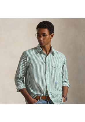 Classic Fit Paint-Splatter Striped Shirt