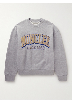 Moncler - Glittered Logo-Print Cotton-Jersey Sweatshirt - Men - Gray - S