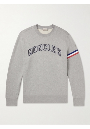 Moncler - Logo-Print Striped Cotton-Jersey Sweatshirt - Men - Gray - S