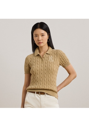 Petite - Cable-Knit Cotton Polo Jumper