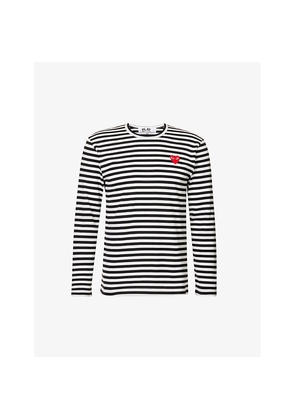 Mens Comme Des Garcons Play Striped Cotton Jumper