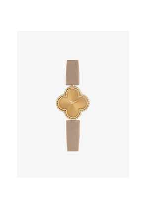 Van Cleef & Arpels Sweet Alhambra Yellow-Gold and Leather Watch
