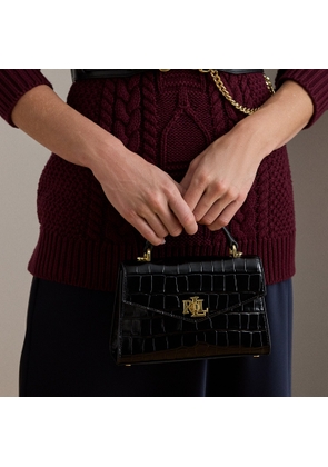 Crocodile-Embossed Small Farrah Satchel