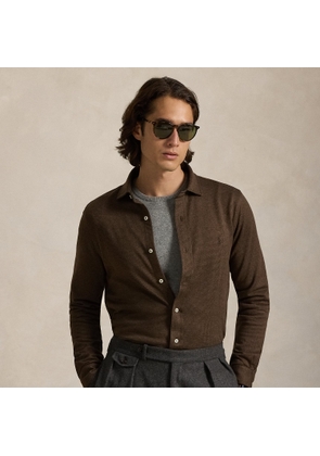 Houndstooth Jersey Spread-Collar Shirt