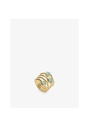 Womens Monica Vinader Siren Cluster 18ct Gold-Plated Vermeil and Amazonite Cocktail Ring