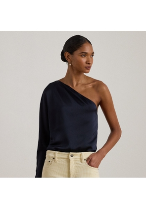 Satin Charmeuse One-Shoulder Blouse