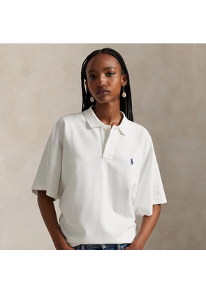 Dolman-Sleeve Mesh Polo Shirt