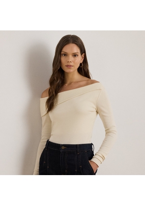 Ribbed Asymmetrical Off-the-Shoulder Top