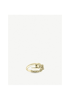 Womens Shaun Leane Hook Chain Yellow Gold-Plated Silver Vermeil Ring