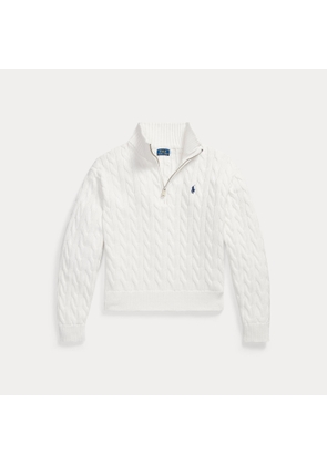 Cable-Knit Cotton Half-Zip Mockneck