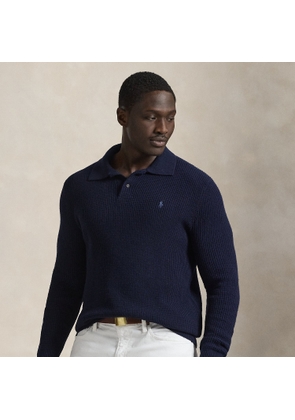 Big & Tall - Textured Wool-Cotton Polo-Collar Jumper