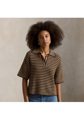 Striped Knit Cotton Polo Shirt