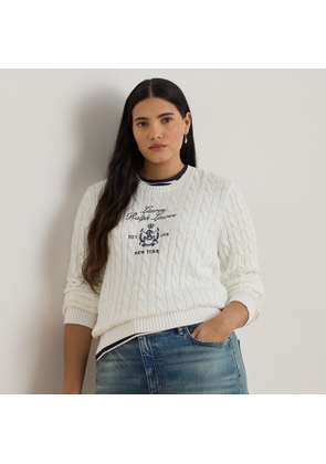 Curve - Embroidered-Crest Cable-Knit Jumper